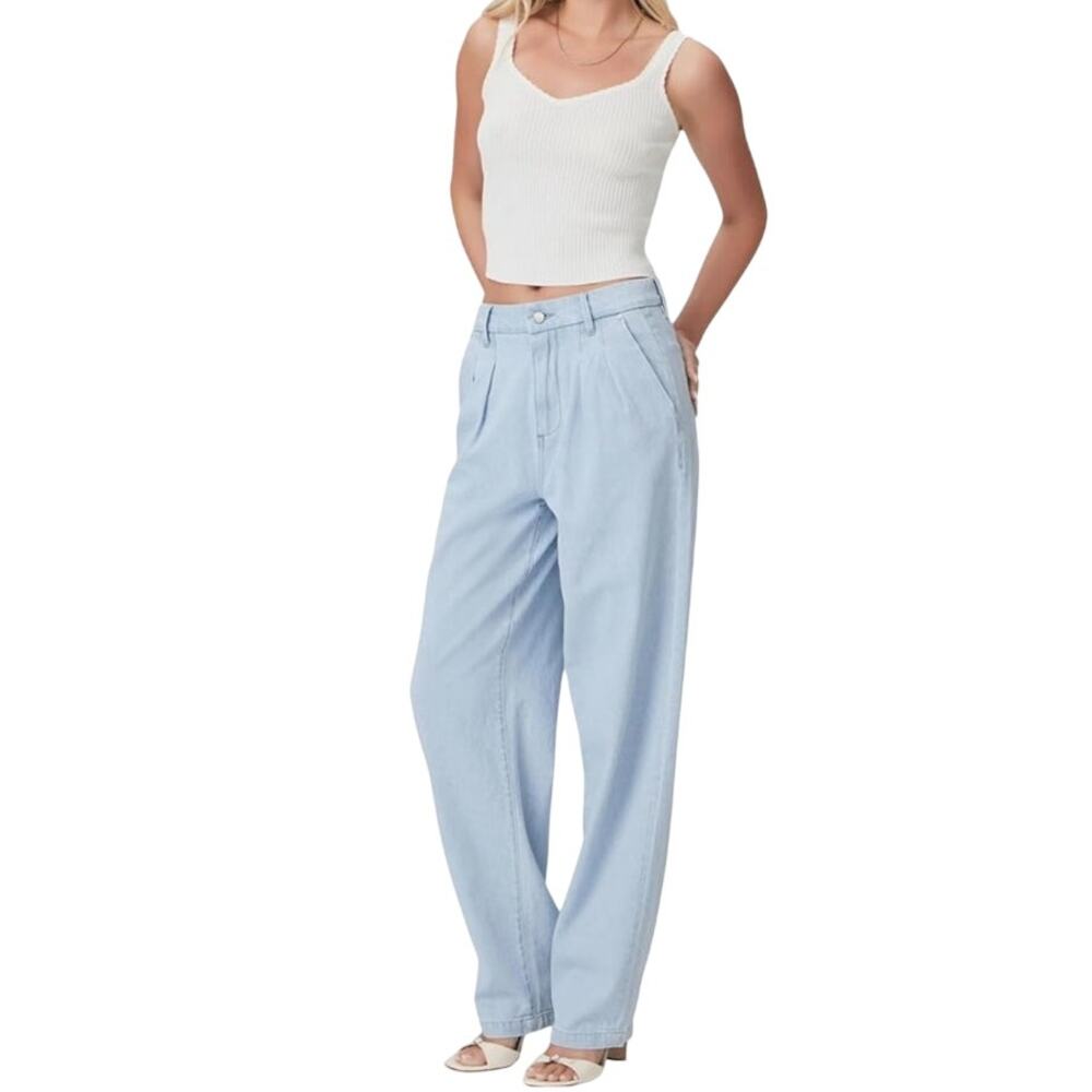 Paige Womens Bella Baggy Barrel Jeans Sz 28 Light Wash 28 Festival Boho Western